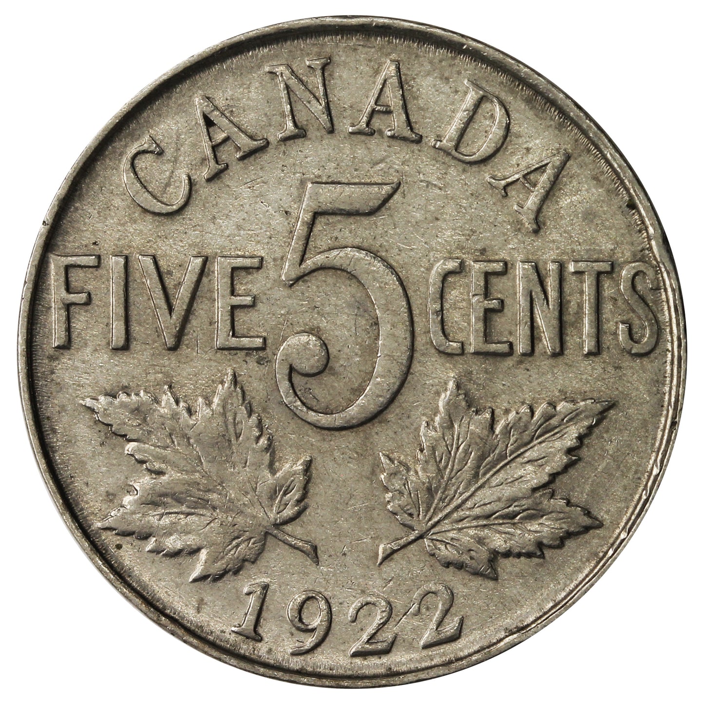 1922 Near Rim Canada 5-cents VF-EF (VF-30)