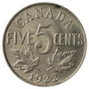 1922 Near Rim Canada 5-cents Extra Fine (EF-40)