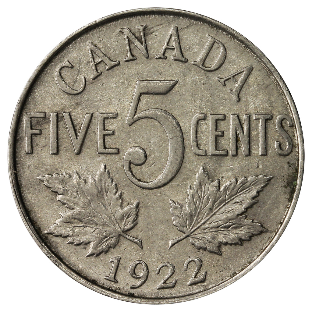 1922 Near Rim Canada 5-cents EF-AU (EF-45)