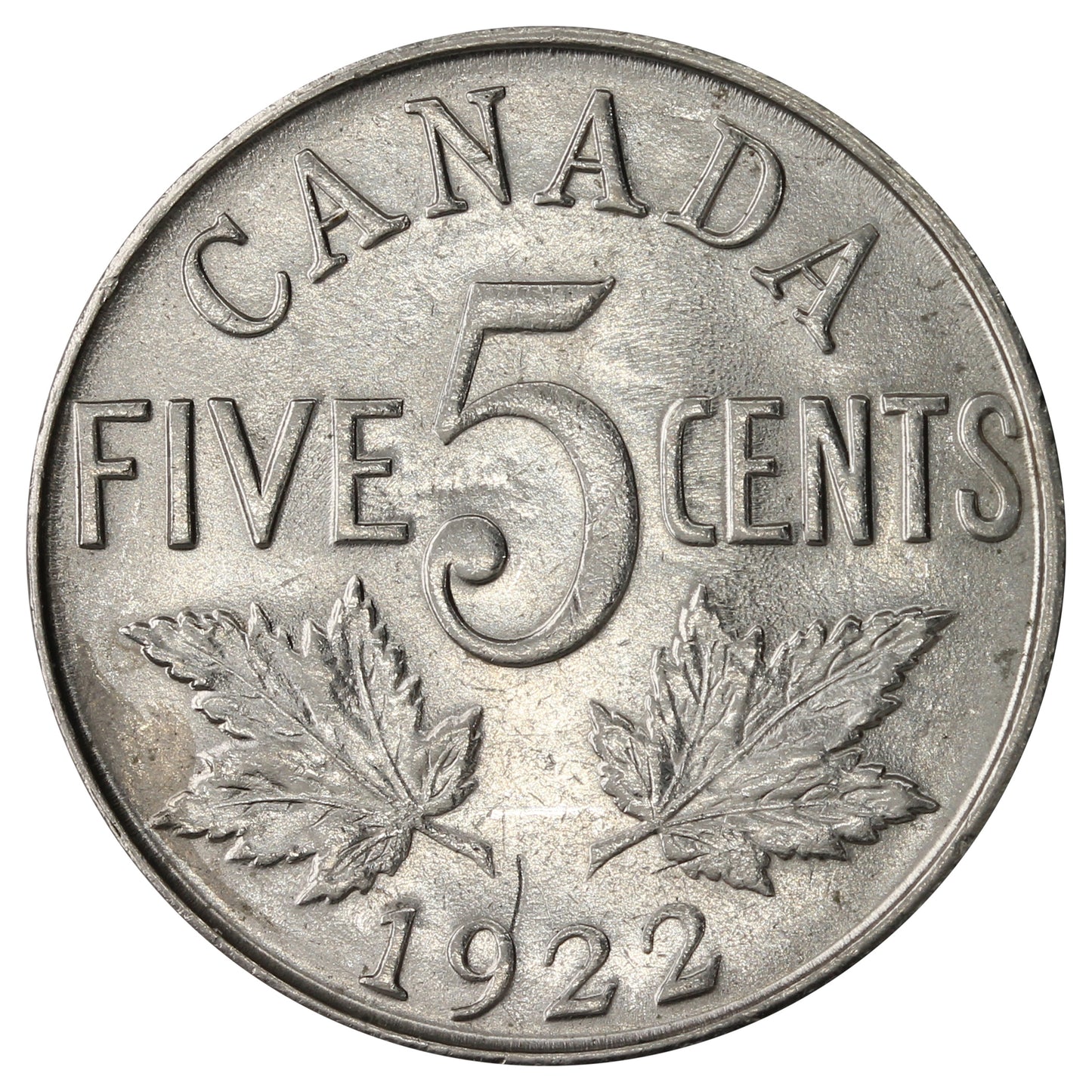 1922 Near Rim Canada 5-cents UNC+ (MS-62) $