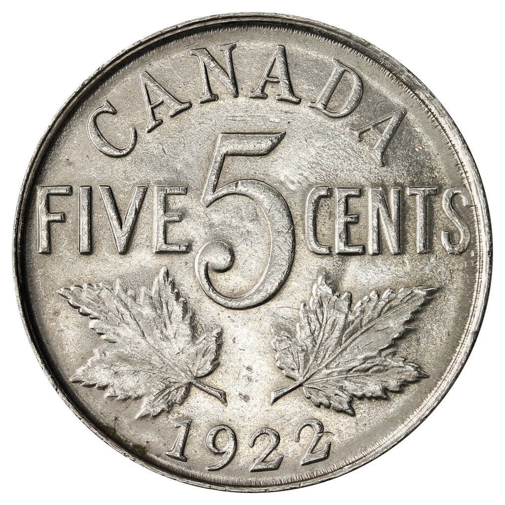 1922 Near Rim Canada 5-cents Uncirculated (MS-60) $