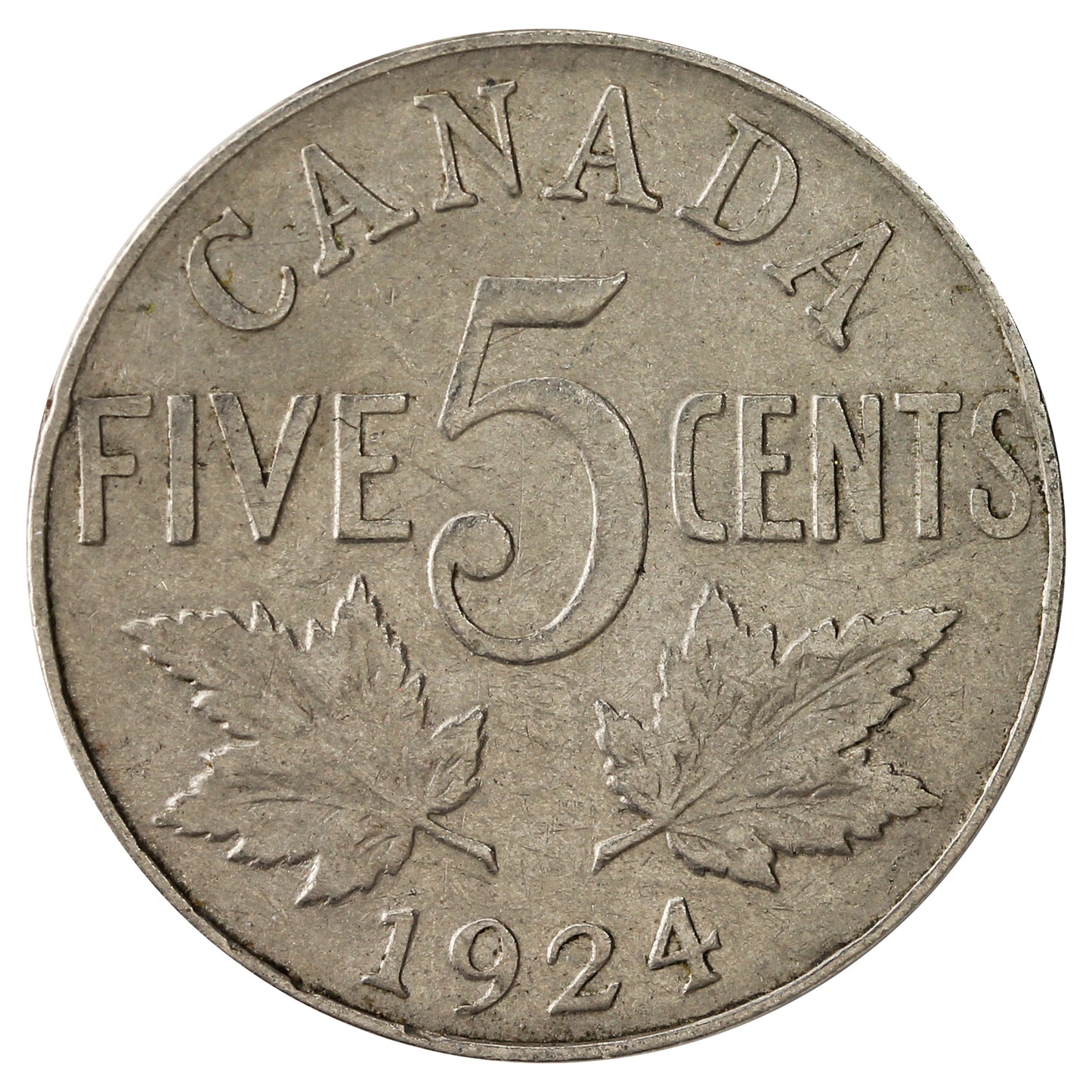 1924 Canada 5-cents Fine (F-12)