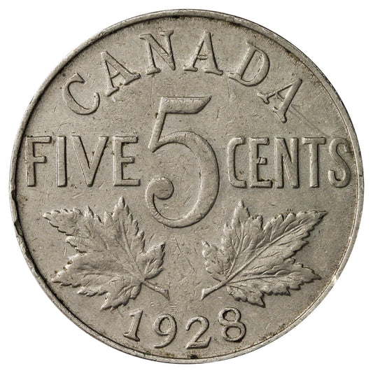 1928 Canada 5-cents Very Fine (VF-20)