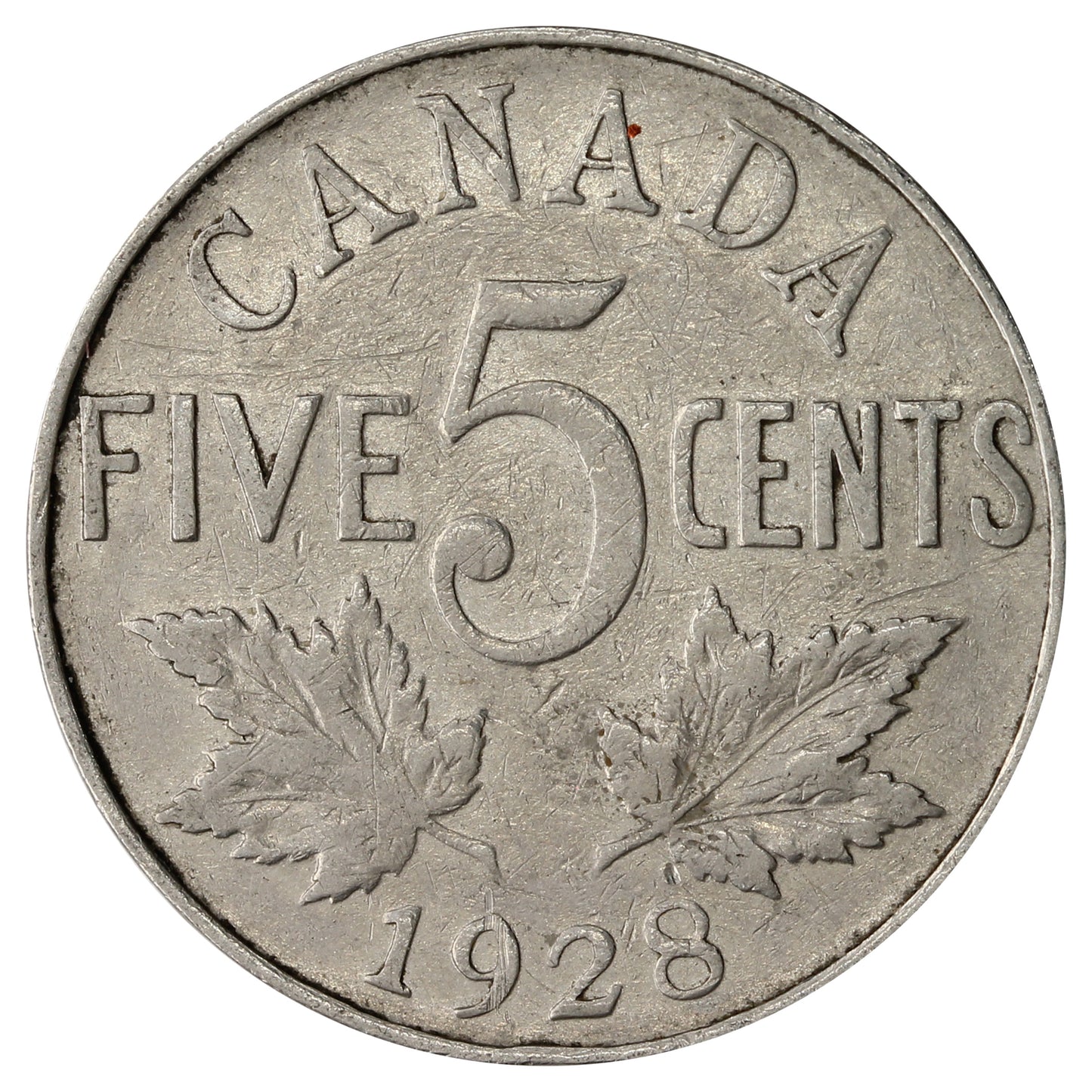 1928 Canada 5-cents Fine (F-12)