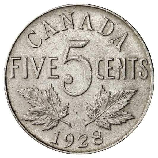 1928 Canada 5-cents Extra Fine (EF-40)