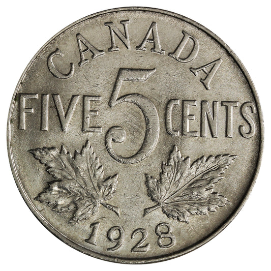 1928 Canada 5-cents AU-UNC (AU-55) $