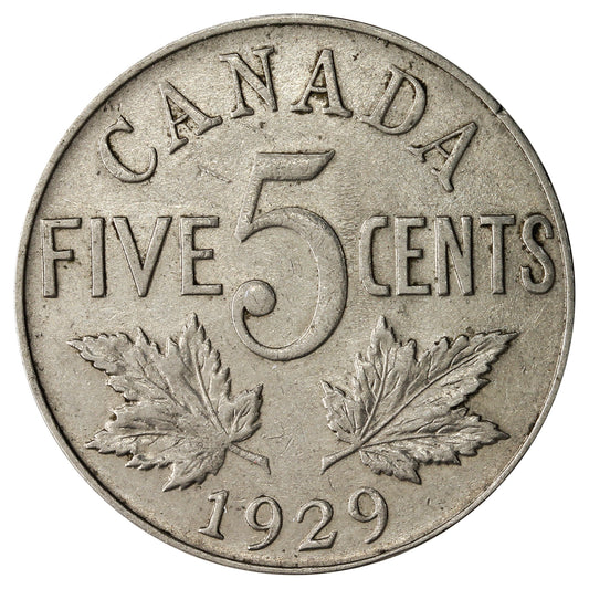 1929 Canada 5-cents Extra Fine (EF-40)