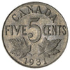 1931 Canada 5-cents Extra Fine (EF-40)