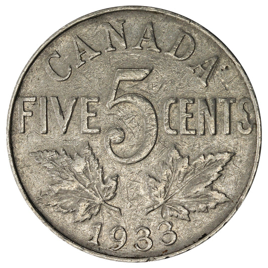 1933 Canada 5-cents VG-F (VG-10)