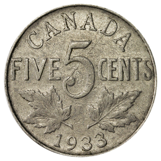 1933 Canada 5-cents F-VF (F-15)