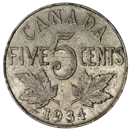 1934 Canada 5-cents Very Fine (VF-20)