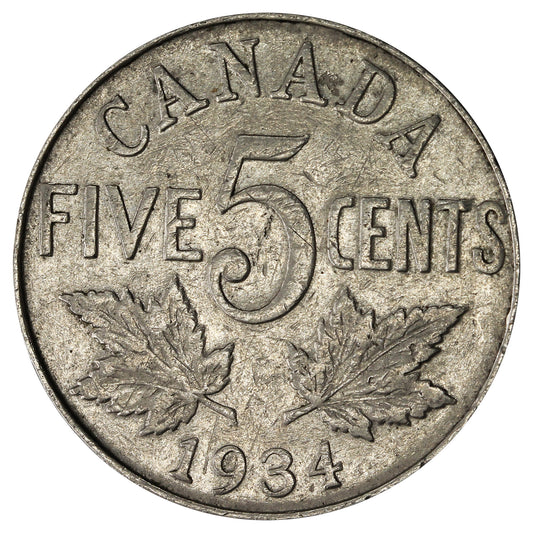 1934 Canada 5-cents Fine (F-12)