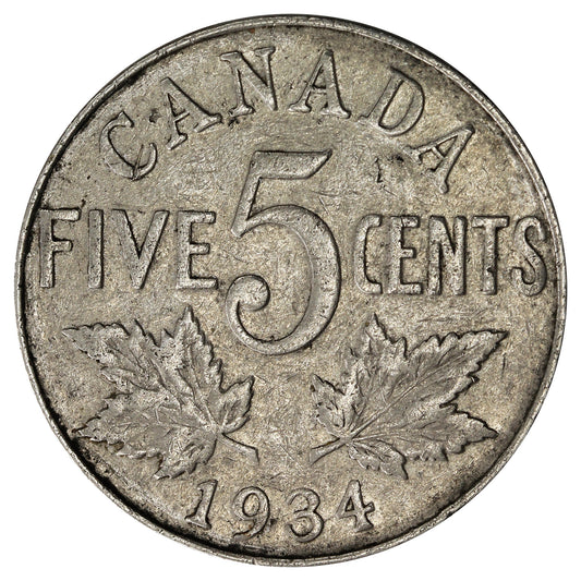 1934 Canada 5-cents F-VF (F-15)