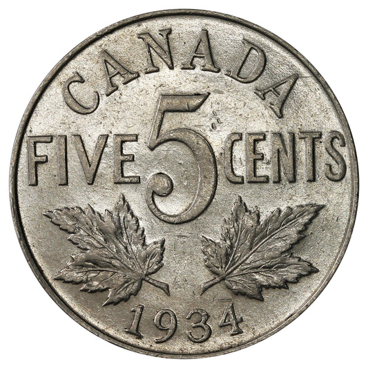 1934 Canada 5-cents Extra Fine (EF-40)