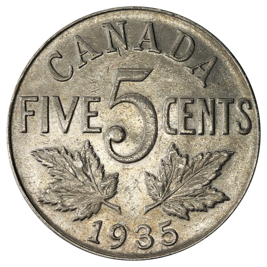 1935 Canada 5-cents Almost Uncirculated (AU-50) $