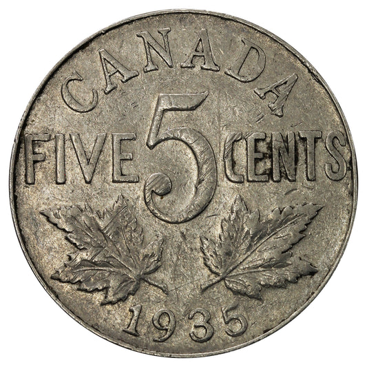 1935 Canada 5-cents Fine (F-12)