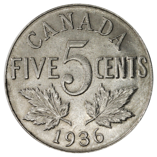 1936 Canada 5-cents AU-UNC (AU-55) $