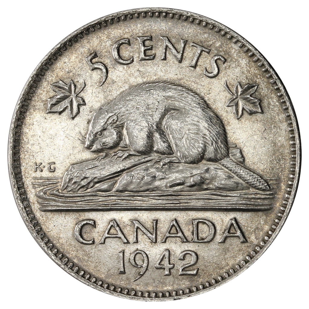 1942 Nickel Canada 5-cents Choice Brilliant Uncirculated (MS-64) $