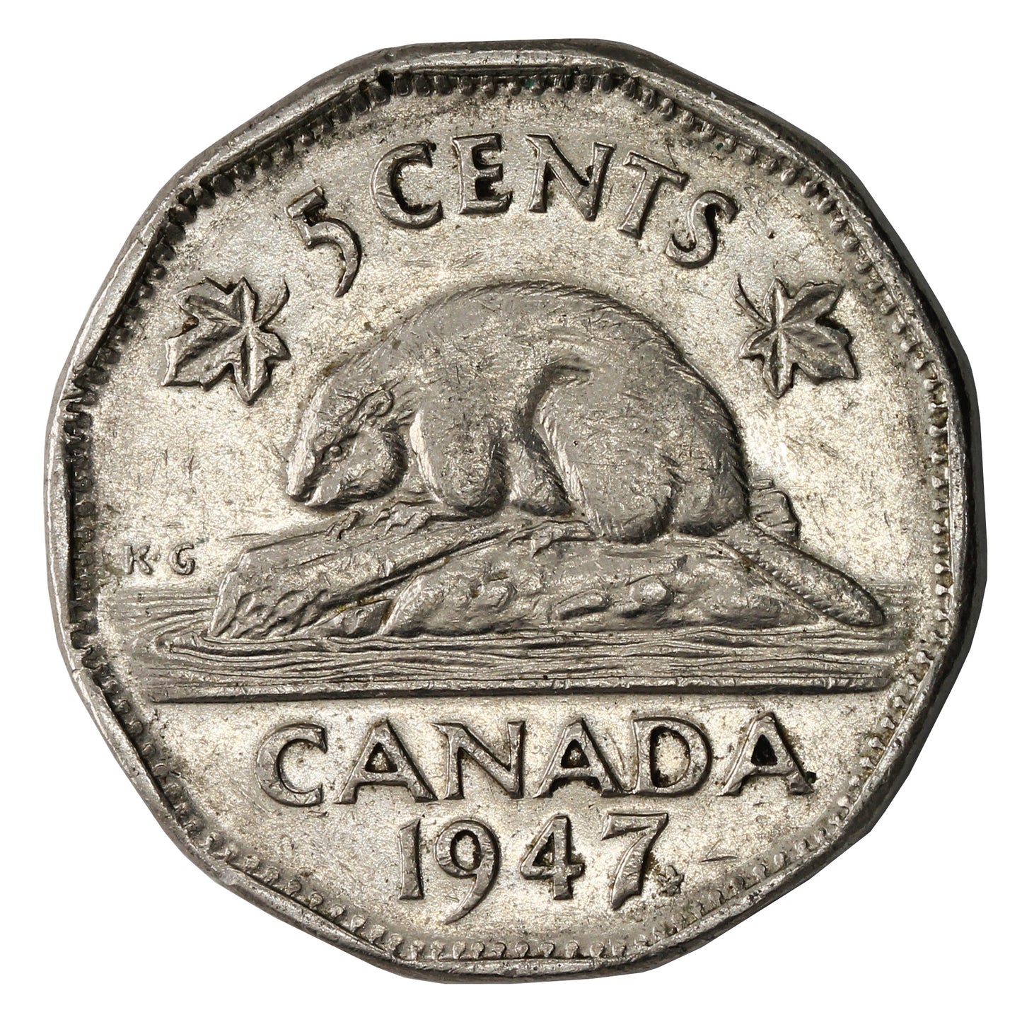 1947 Maple Leaf Canada 5-cents Circulated