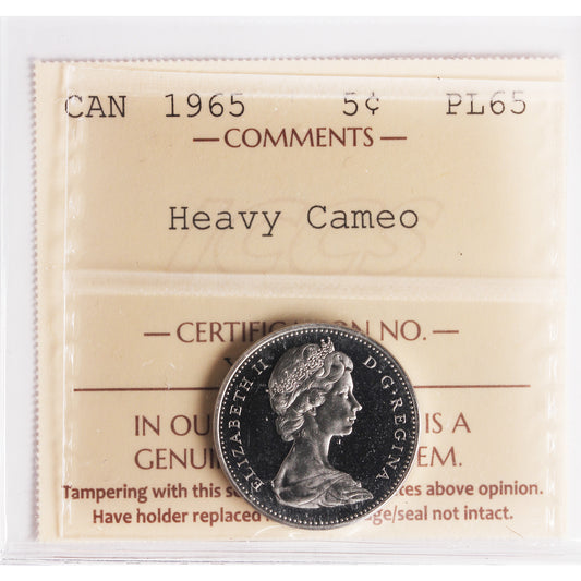 1965 Canada 5-cents ICCS Certified PL-65 Heavy Cameo