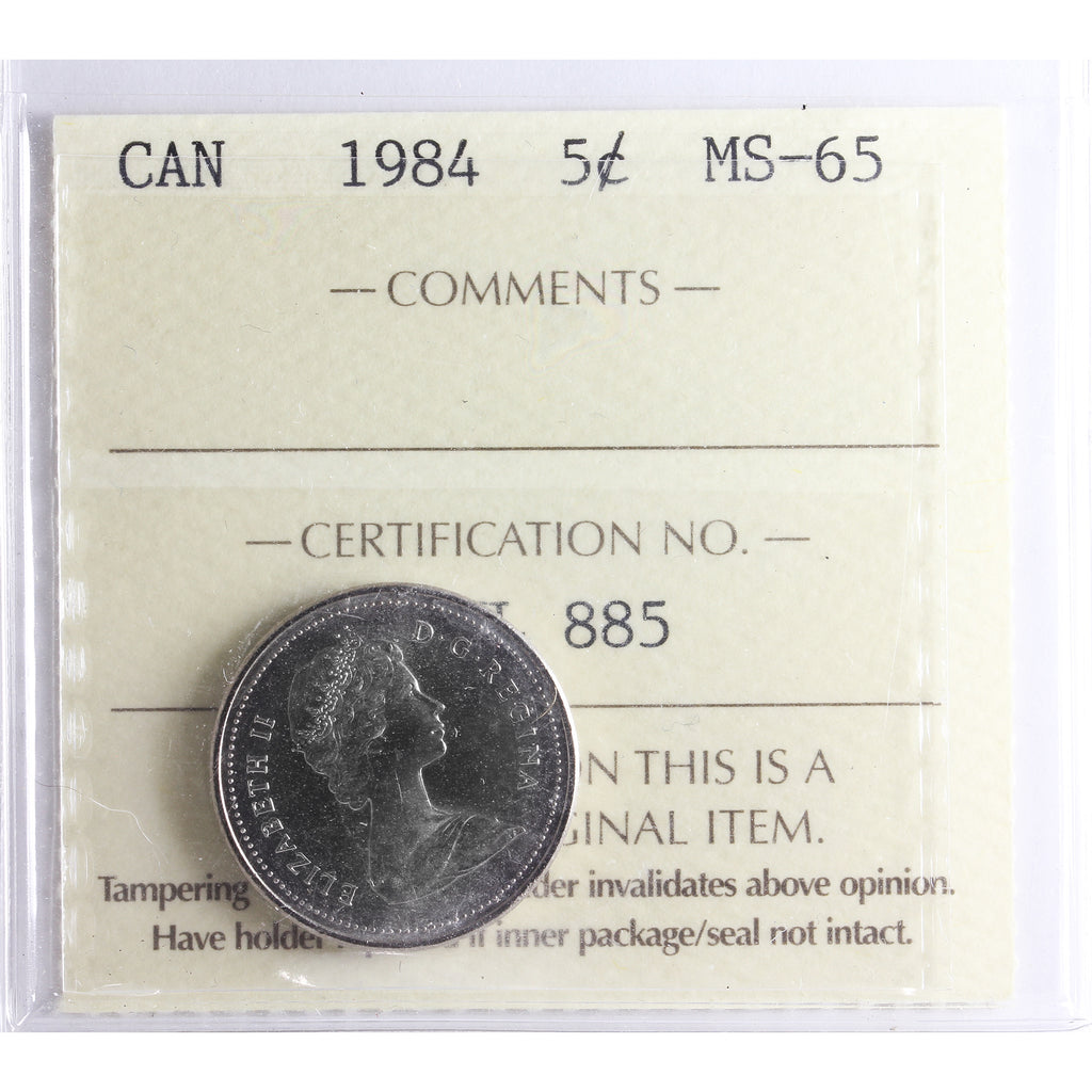 1984 Canada 5-cents ICCS Certified MS-65