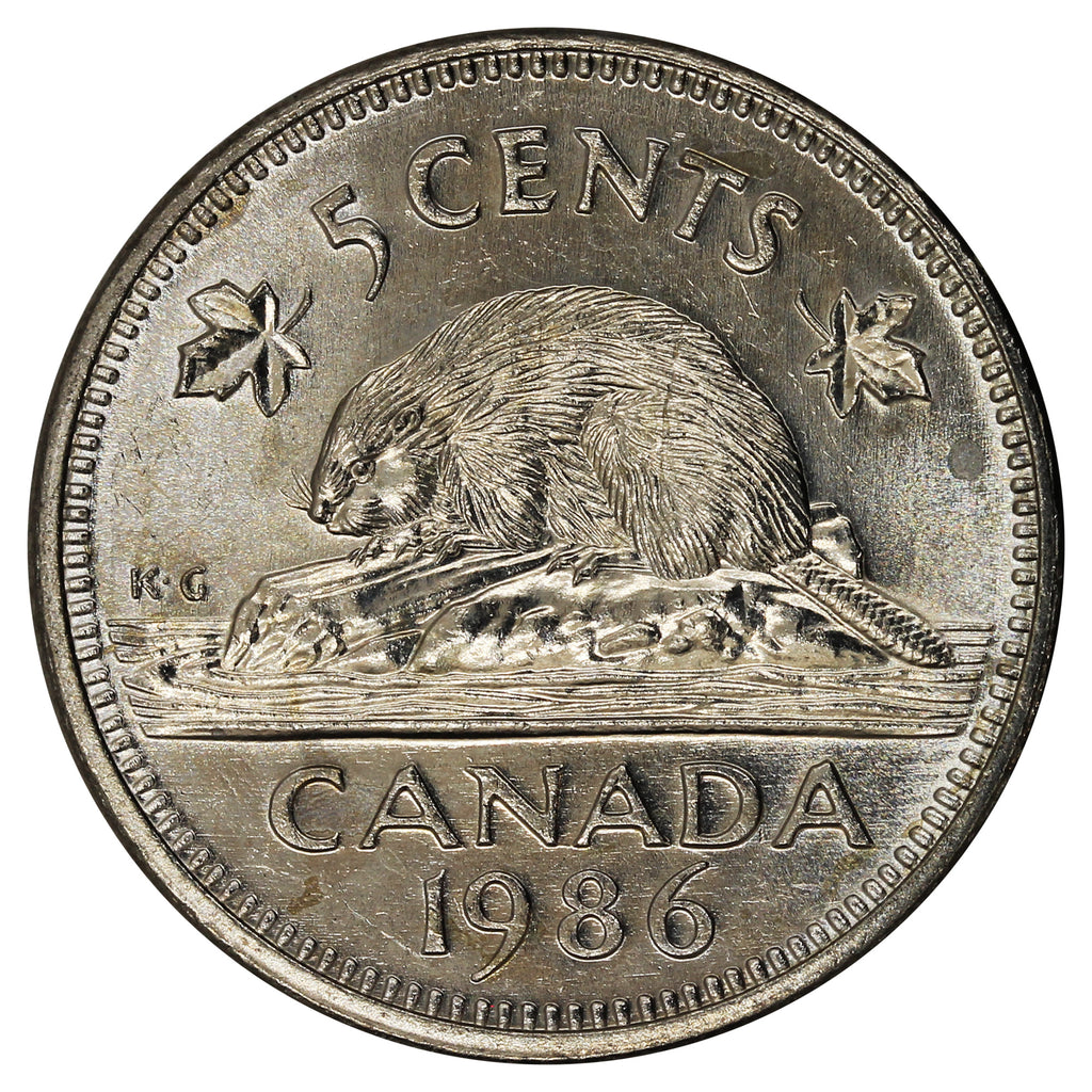 1986 Canada 5-cents Brilliant Uncirculated (MS-63)