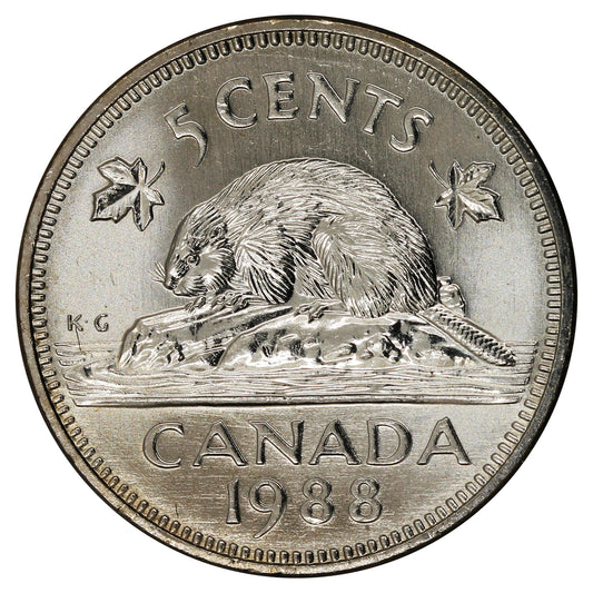 1988 Canada 5-cents Brilliant Uncirculated (MS-63)