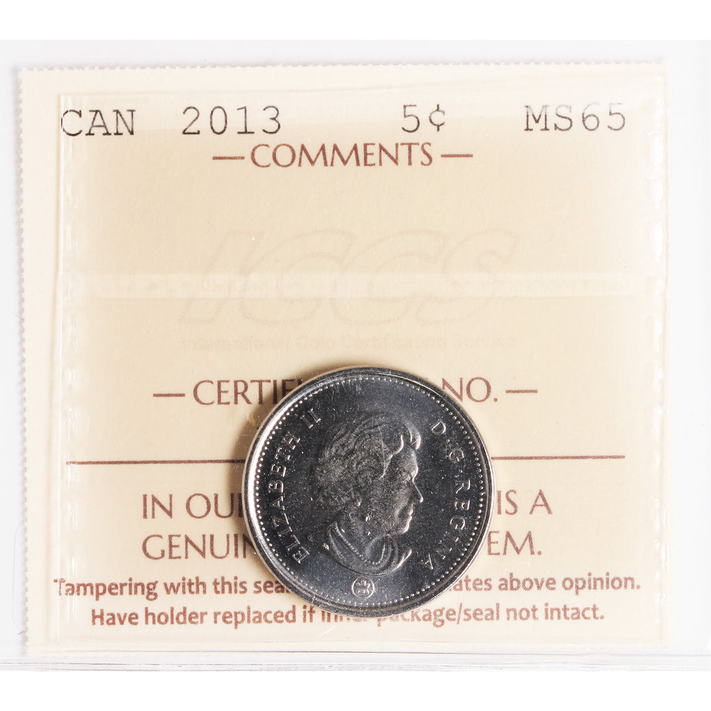 2013 Canada 5-cents ICCS Certified MS-65