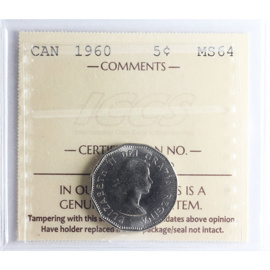 1960 Canada 5-cents ICCS Certified MS-64