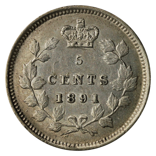 1891 Obv. 5 Canada 5-cents AU-UNC (AU-55) $