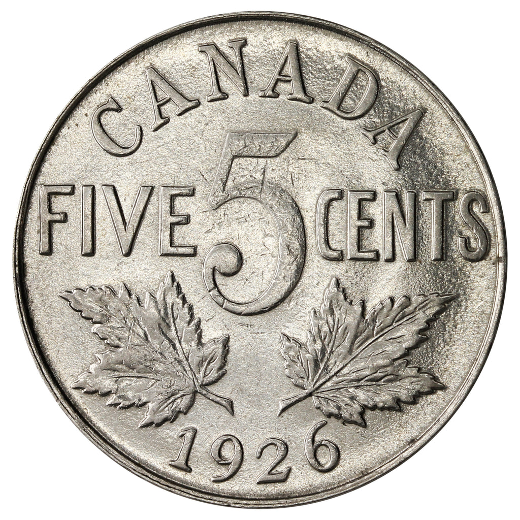 1926 Near 6 Canada 5-cents Almost Uncirculated (AU-50) $