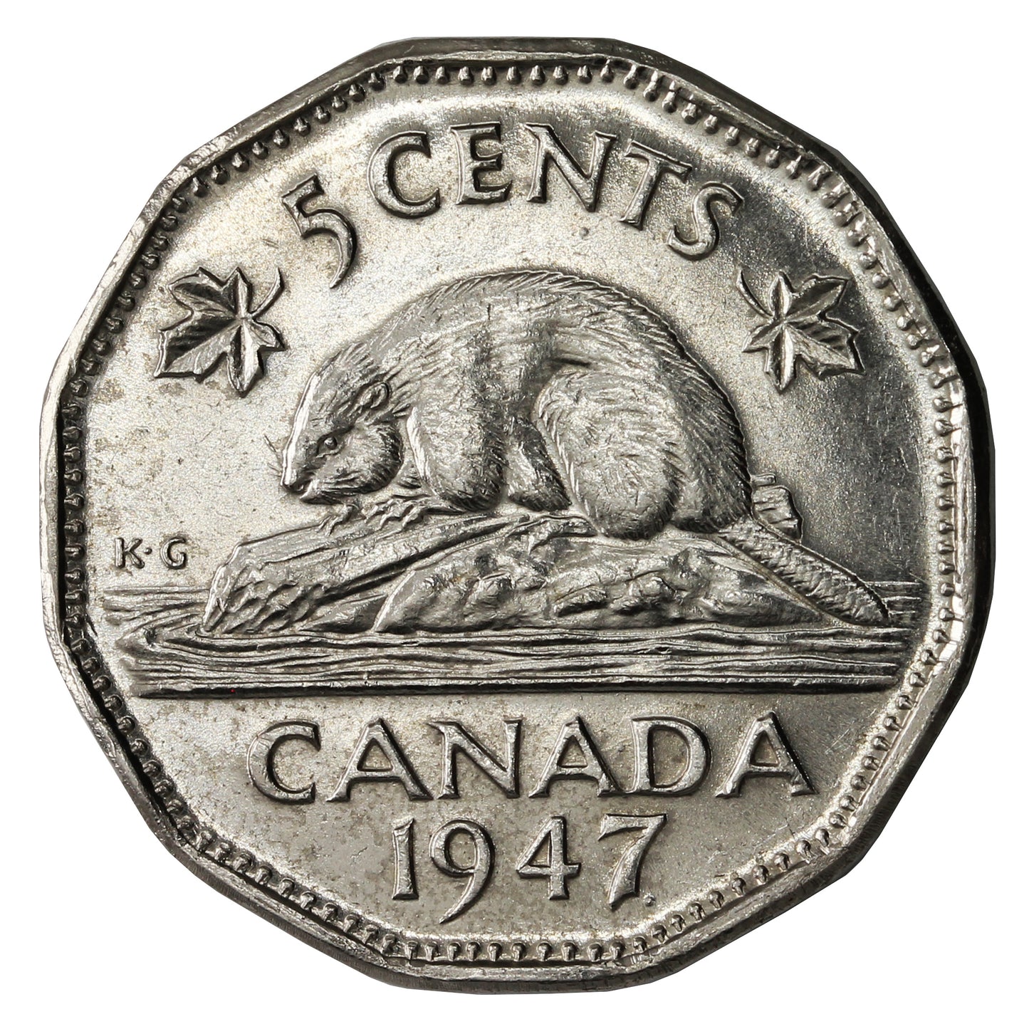 1947 Dot Canada 5-cents AU-UNC (AU-55) $