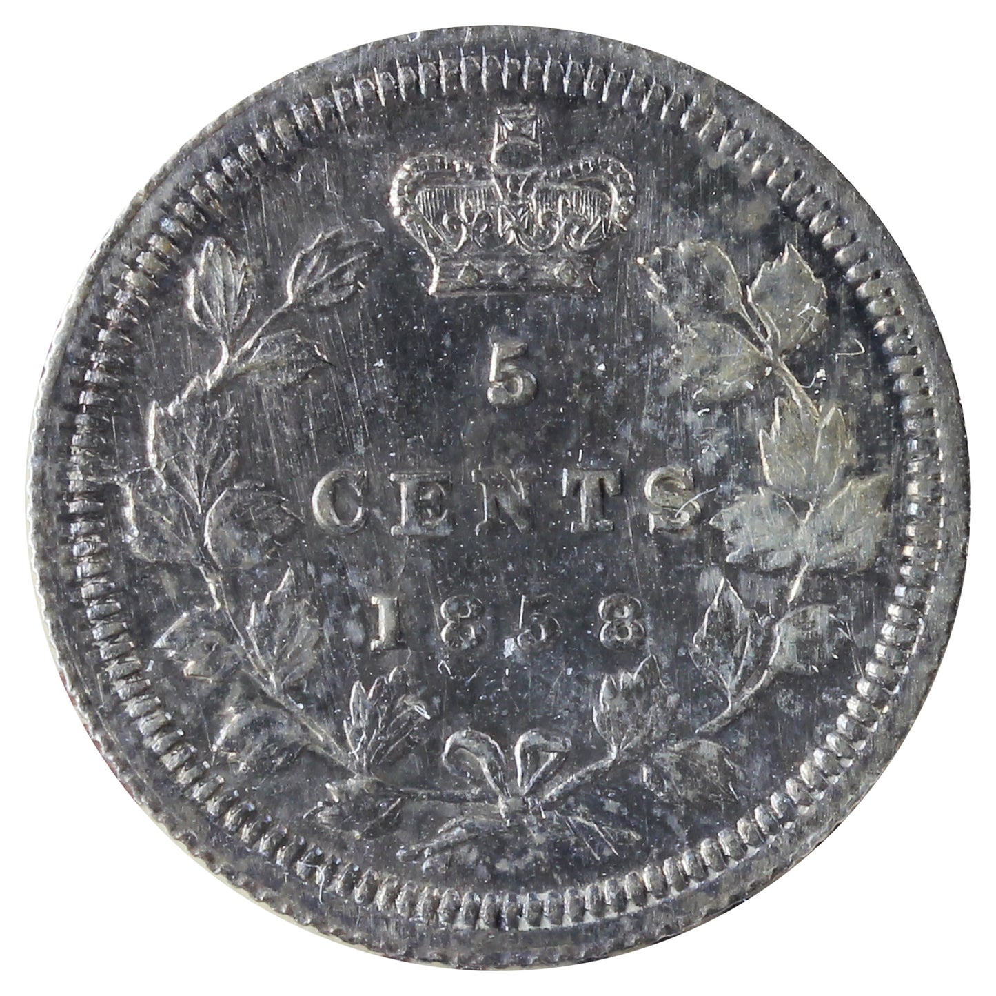 1858 Small Date 5-cents ICCS Certified AU-50