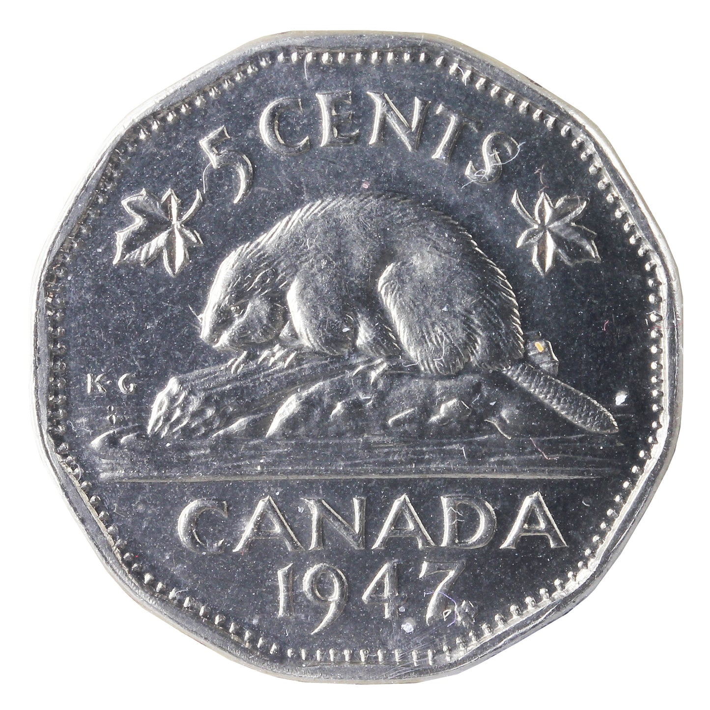 1947 Maple Leaf Canada 5-cents ICCS Certified MS-65 (XKV 919)