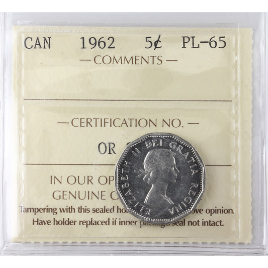 1962 Canada 5-cents ICCS Certified PL-65