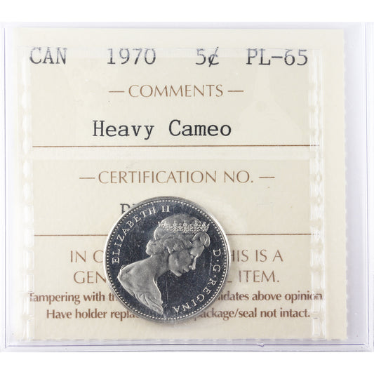 1970 Canada 5-cents ICCS Certified PL-65 Heavy Cameo