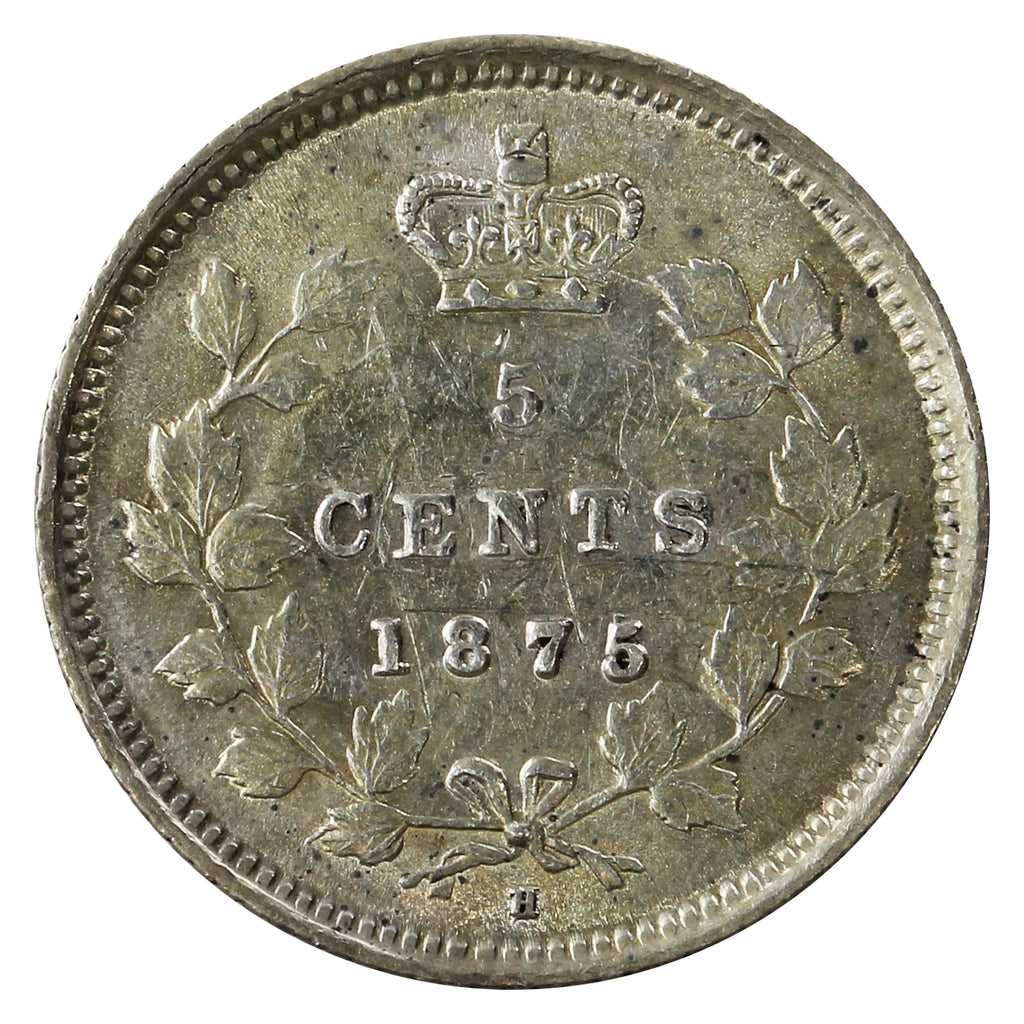 1875H Small Date Canada 5-cents AU-UNC (AU-55) $