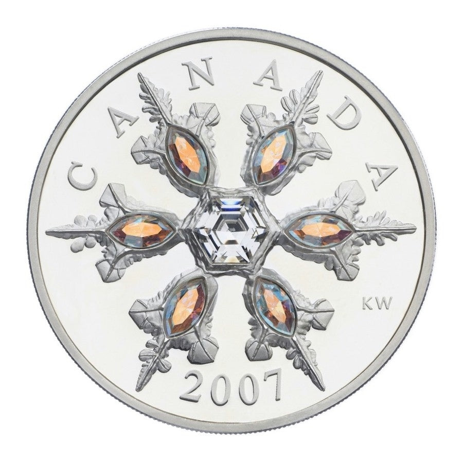 2007 Canada $20 Iridescent Crystal Snowflake Sterling Silver Coin