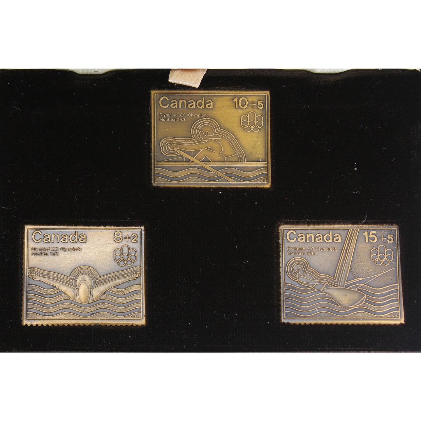 1976 Canada Montreal Olympic Action - Water Sports 1.5oz Bronze 3-Stamp Set