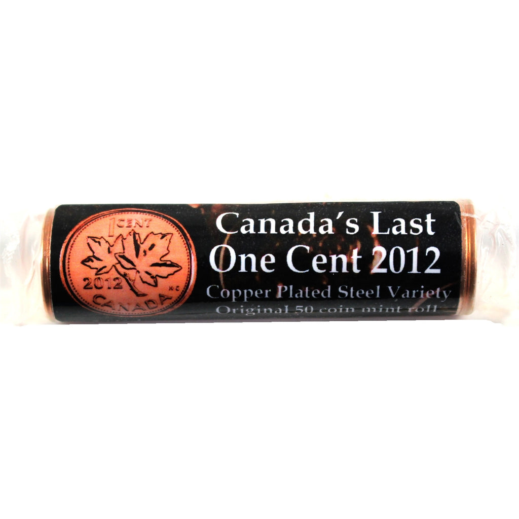 Canada&apos;s Last One Cent 2012 Copper Plated Steel Variety Original 50-coin Mint Roll