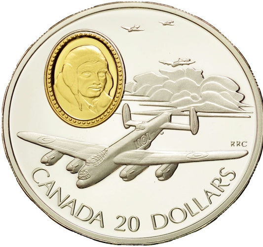 1990 Canada $20 Aviation - The Avro Lancaster Bomber Sterling Silver