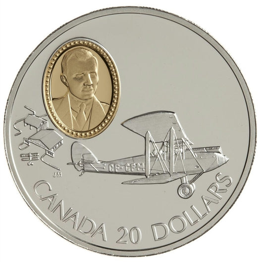 1992 Canada $20 Aviation - de Havilland Gipsy Moth Sterling Silver