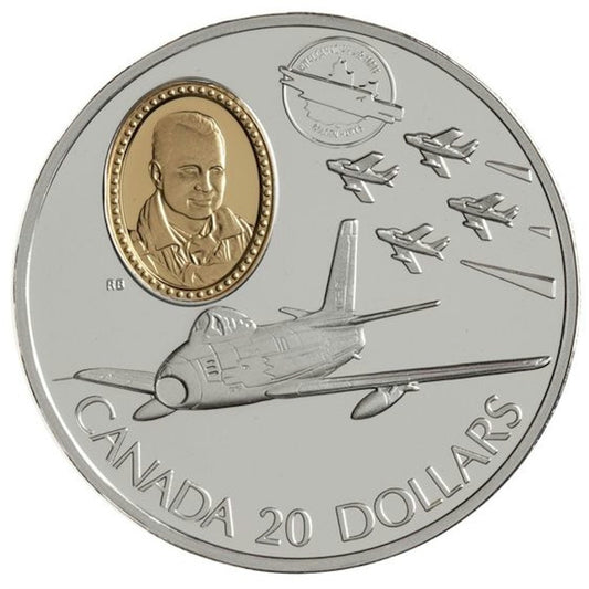 1997 Canada $20 Aviation - Canadair F-86 Sabre - The Golden Hawks Sterling Silver