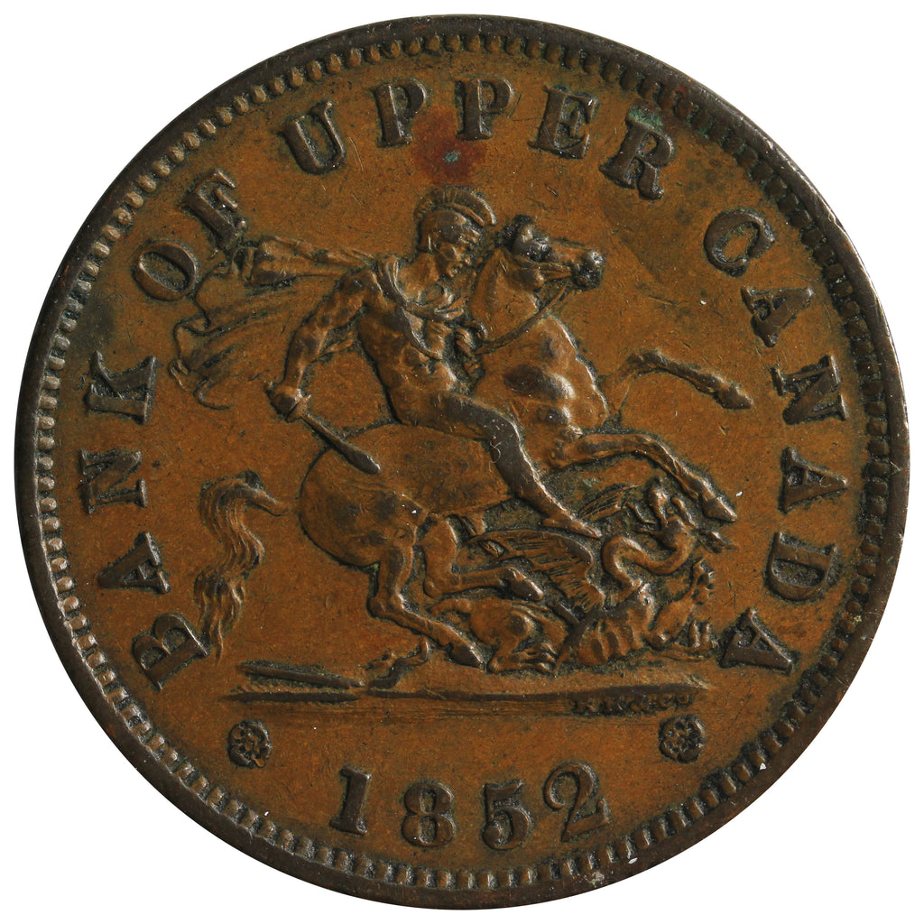 PC-6B5 1852 Province of Canada, Bank of Upper Canada Penny Token AU (AU-50) $