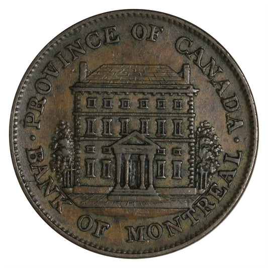 PC-1B3 1844 Province of Canada Bank of Montreal Half Penny Token EF-AU (EF-45) $