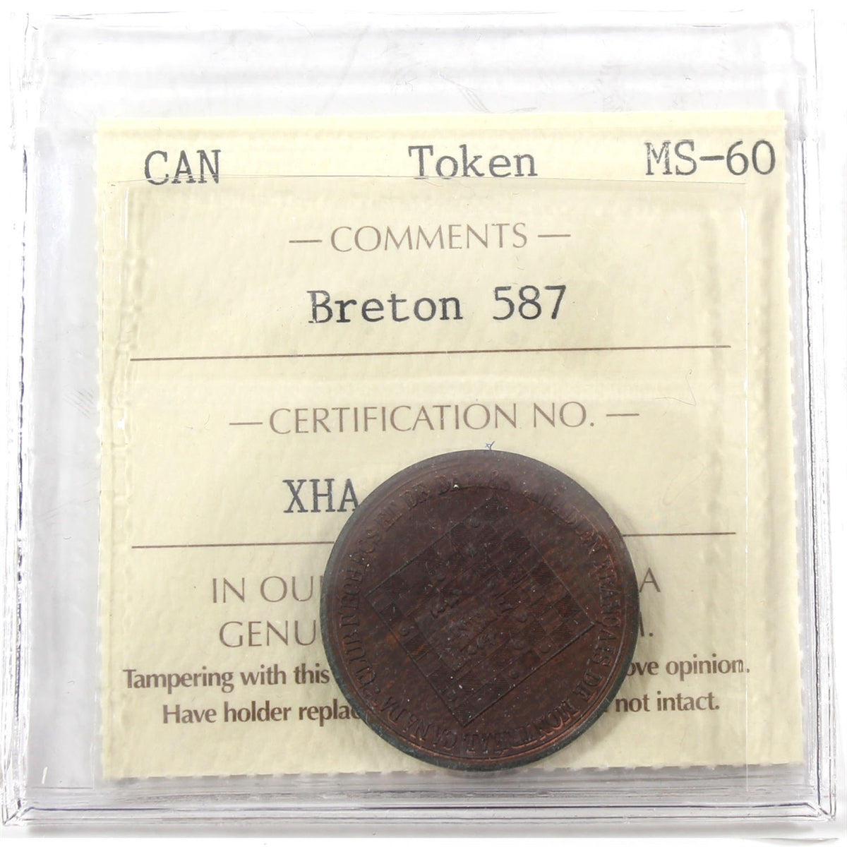 BR-587 Une Annee de Subscription Checker Club Token ICCS Certified MS-60 (XHA 564)