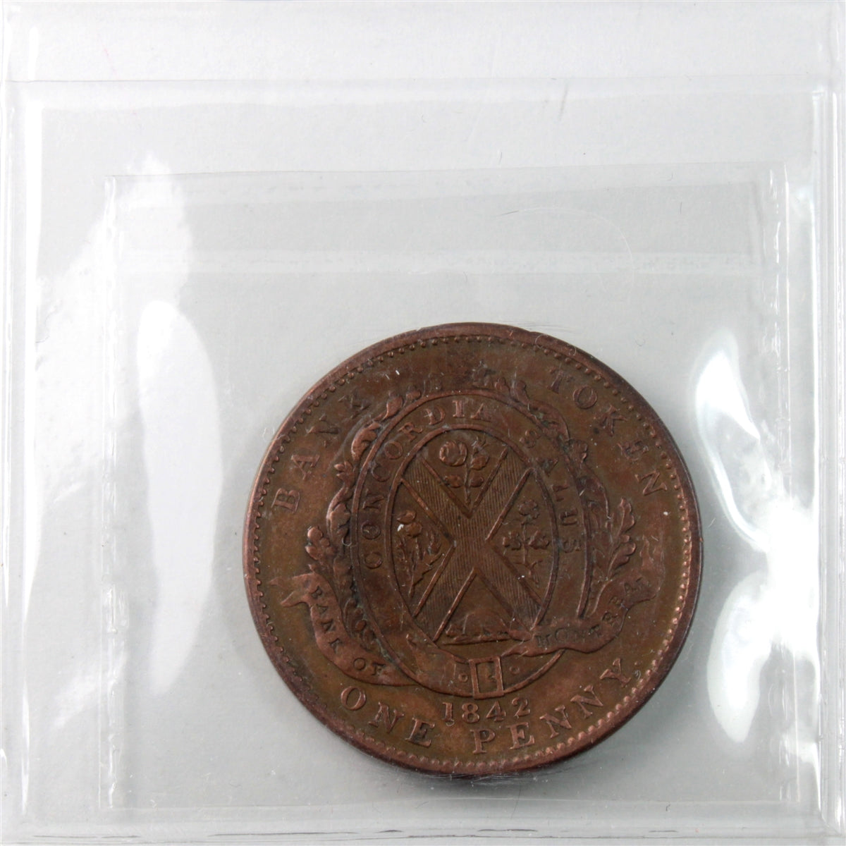 PC-2B 1842 Province of Canada Bank of Montreal Penny Token ICCS Certified VF-30 BR# 526