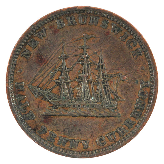 NB-1B 1854 New Brunswick Half Penny Currency Token VF-EF (VF-30) $