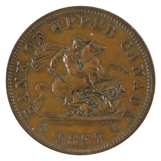 PC-6D 1857 Province of Canada, Bank of Upper Canada Penny Token EF-AU (EF-45) $