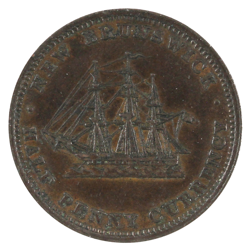 NB-1B 1854 New Brunswick Half Penny Currency Token Extra Fine (EF-40) $